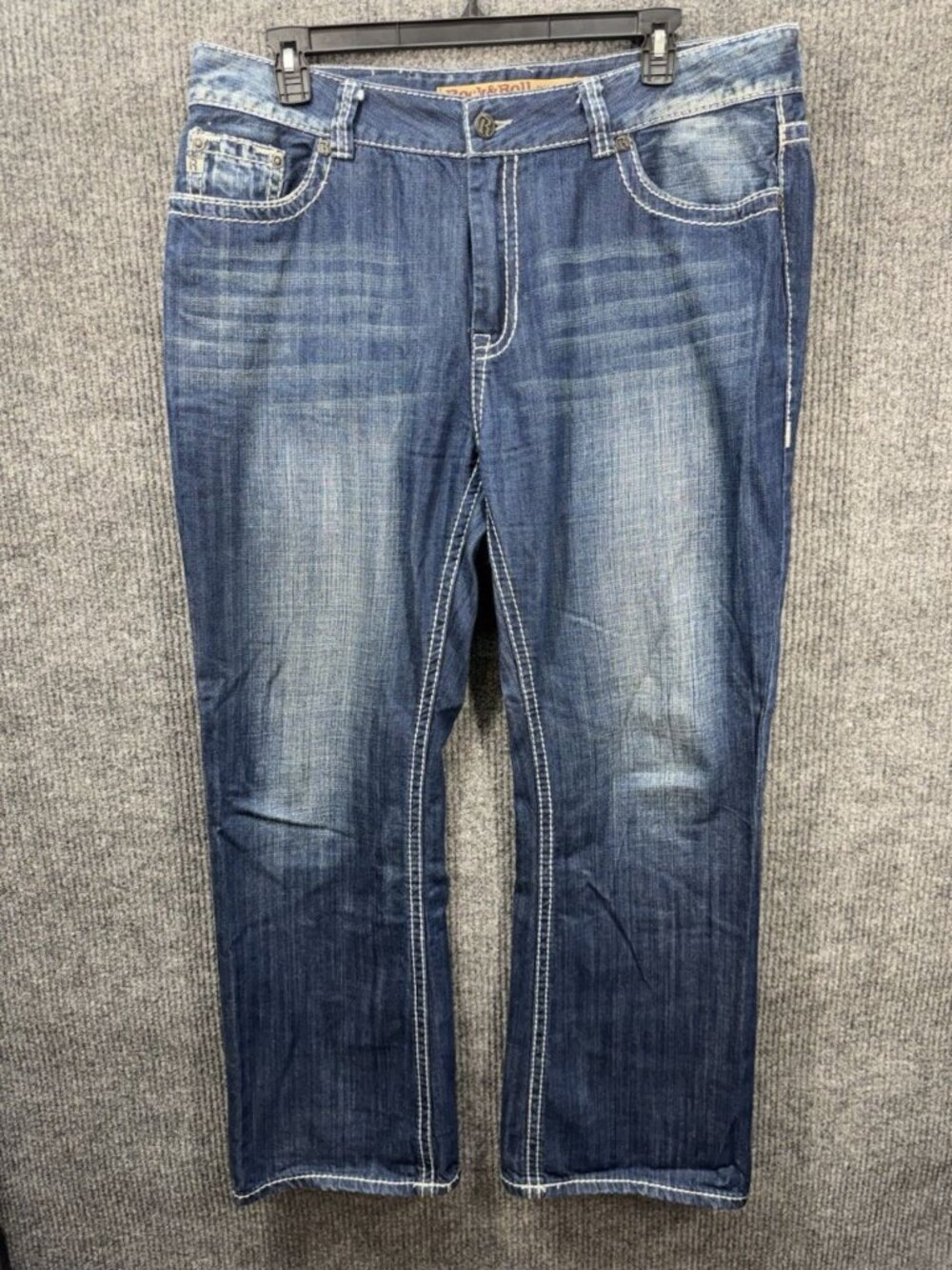 Rock & Roll Cowboy Jeans Mens 40x32 Double Barrel Relaxed Bootcut Thick Stitch